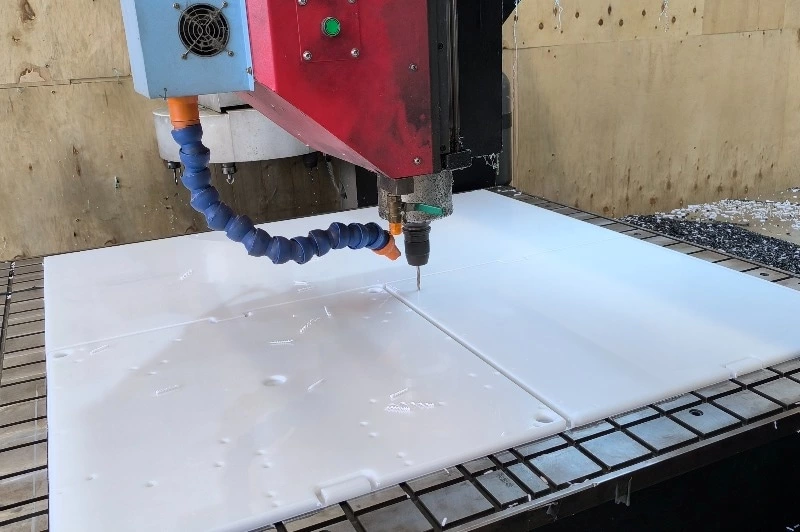 CNC machining UHMWPE with sharp cutter and rigid fixture