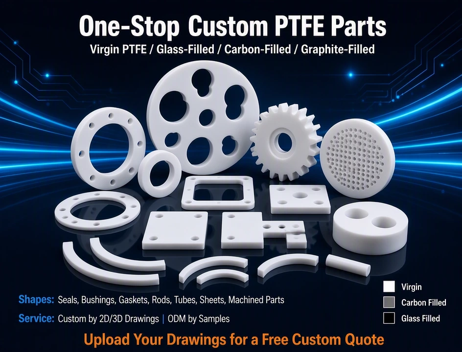 Chemical-Resistant High-Temp PTFE CNC Machined Parts — Custom Precision Engineering Plastic Components